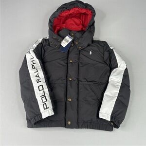 Ralph Lauren Gray Puffer Jacket with Red Interior